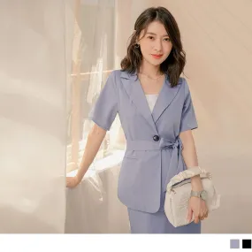 PURE COLOR CHIFFON SHORT SLEEVE SUIT JACKETS